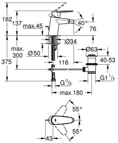 GROHE 33244002 - Baterie pentru bideu EURODISC COSMOPOLITAN DN 15 crom lucios