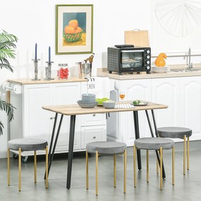 HOMCOM Masă de mese design industrial, blat mare dim. 120L x 60l x 75H cm, picioare din metal negru în formă de ace, MDF aspect de stejar deschis | Aosom Romania