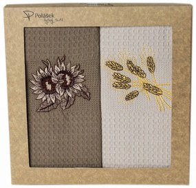 Prosoape de bucătărie waffle brodate cu motiv – Set de 2 bucăți