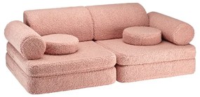 Canapea pentru copii roz cu tapițerie din țesătură bouclé 132 cm Settee – Wigiwama