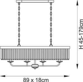 Endon 109058 - Lustră suspendată pe lanț, 4 x E14, 6 W, 230 V, crom lucios