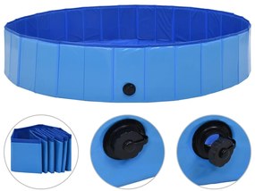 Piscina pentru caini pliabila, albastru, 160 x 30 cm, PVC