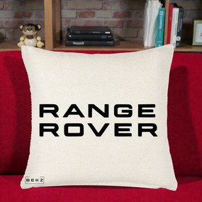 Perna Personalizata cu emblema Range Rover, 40x40 cm, Crem Reliefat, Husa Detasabila, Perna Inclusa, BEKZ®