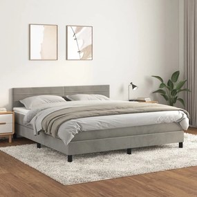 3141377 vidaXL Pat box spring cu saltea, gri deschis, 180x200 cm, catifea