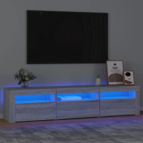 3152760 vidaXL Comodă TV cu lumini LED, gri sonoma, 180x35x40 cm