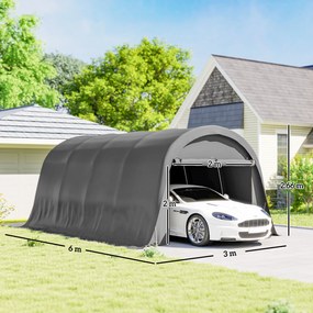 Outsunny Carport Cort-Garaj 3x6m Rezistent la iarnă, cort depozit impermeabil cu pereți laterali detașabili, ușă rulantă mare, UPF50+ | Aosom Romania