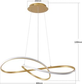 Brilagi - Lustră LED reglabilă suspendată pe cablu INFINITY LED/80W/230V 80x80 cm aurie + telecomandă