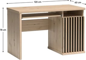 Birou PC, stejar artisan / negru, KOLI C-19