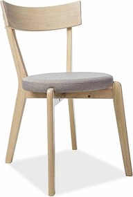Scaun living Nelson, gri/stejar, stofa/lemn, 44X40X78 cm