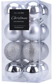 Set ornamente de Crăciun, Agira 16 buc., argintiu,diam. 5 cm