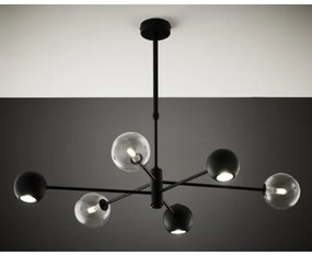 Lustră pe tijă Jupiter 1995 MOKA 3xGU10/10W/230V + 3xG9/10W/230V negru/transparent