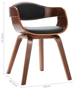 Scaune de bucatarie, 6 buc., lemn curbat si piele ecologica 6, maro inchis si negru