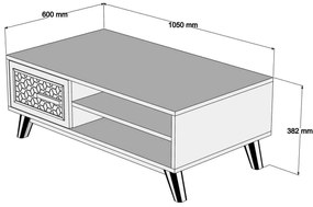 Masă de cafea Aysha (Nuc + Alb). 1089455