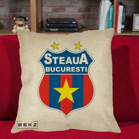 Perna Personalizata Steaua Bucuresti Fotbal, 40x40 cm, Crem, Husa Detasabila, Perna Inclusa, BEKZ®