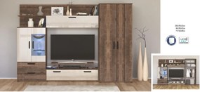 Living GLOBAL130 - stejar+mdf lucios alb