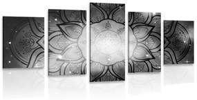 Tablou 5-piese Mandala cu un fundal de galaxie în design alb-negru