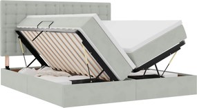 vidaXL Pat cu storage cu saltea Gri deschis 180 x 200 cm Catifea