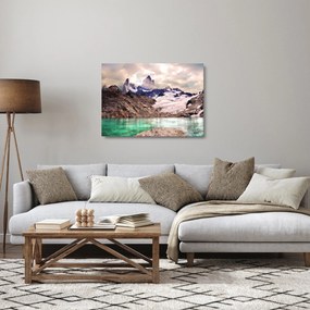 Tablou pe sticlă cu lac montan (70x50 cm)