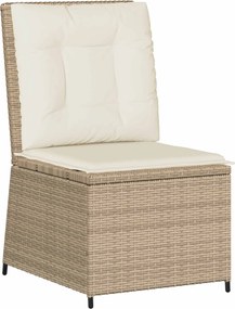 vidaXL Canapea de grădină cu pernă Negru și Alb crem poliratan