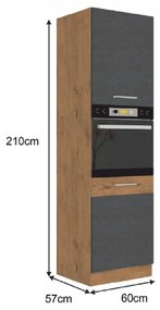 Zondo Dulap de bucătărie pentru electrocasnice încorporate 60 DP-210 2F Velaga (gri mat + stejar lancelot). 1015885