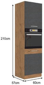 Dulap de bucătărie pentru electrocasnice încorporate 60 DP-210 2F Velaga (gri mat + stejar lancelot). 1015885