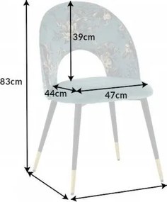 Set de 2 scaune moderne tapitate cu model floral Boutique turcoaz