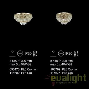 Lustra, Pendul cristal, inaltime reglabila, diam.45cm, CAESAR SP9 ORO 114736
