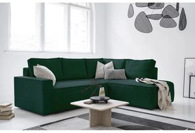 Colțar verde închis extensibil cu tapițerie din catifea reiată (cu colț pe partea dreaptă) Brave Dave – Miuform
