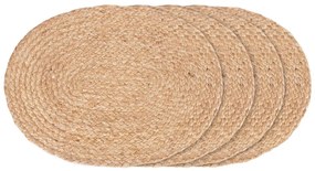 Saltea de masă Bombay, iută împletită, naturală, ovală 35x45 cm 4 bucăți