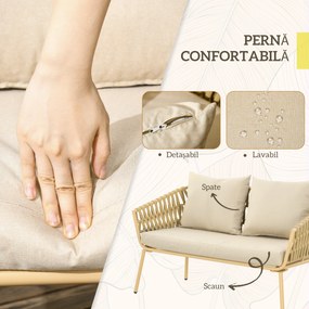 Outsunny Set de Mobilier de Gradina cu 4 Piese cu Ratan din PE | Aosom Romania