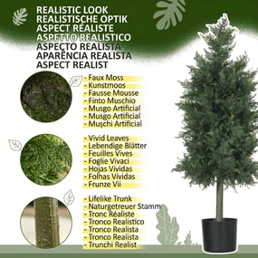 HOMCOM Arbori Topiari de Cedru Artificial, Set de 2 Plante Artificiale în Ghivece, Plante Decorative, 38x12.5x90 cm, Verde | Aosom Romania