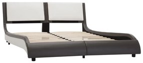 280348 vidaXL Cadru de pat, gri și alb, 120 x 200 cm, piele artificială