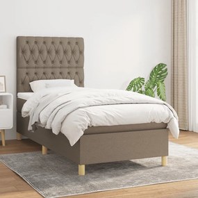 3142541 vidaXL Pat box spring cu saltea, gri taupe, 90x190 cm, textil