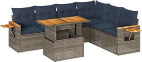 vidaXL Set canapele grădină cu perne 7 piese gri poliratan/lemn acacia