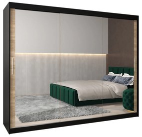 Dulap de haine 250 cm Toki 3 (negru mat + stejar sonoma). 1065118