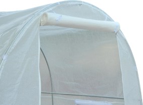 Outsunny Serra da Giardino a Tunnel Per Piante in PE con Tubi in Ferro, Bianco, 250x200x200cm