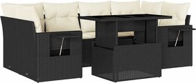 vidaXL Set canapele de grădină cu perne, 7 piese, negru, poliratan