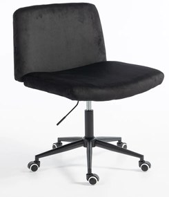 HR150K Scaun Neagră din Catifea cu Bază Neagră