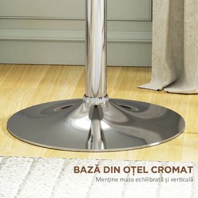 HOMCOM Masă de Bar Rotundă Ø63 cm, Reglabilă pe Înălțime 67-93 cm, cu Structură Metalică și Blat Rotativ 360°, Albă | Aosom Romania