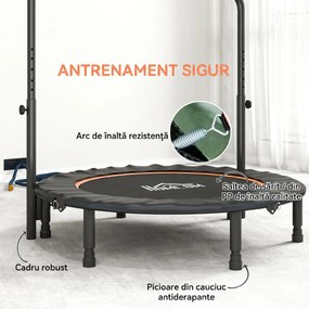 HOMCOM Trampolin Fitness Mini Pliabil de 45", cu Mâner Reglabil cu Spumă, Portocaliu | Aosom Romania