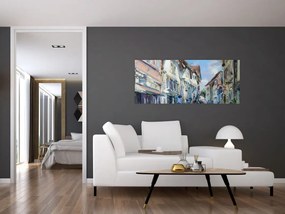 Tablou - Strada orașului vechi, pictură acrilică (120x50 cm)