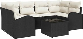 vidaXL Set de canapele pentru grădină cu pernă 7 pcs Negru și Crem