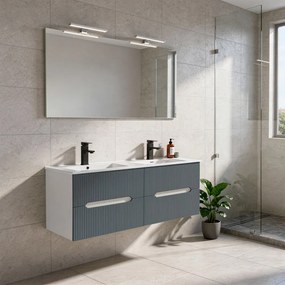 Trent Mobilier de baie 120 cm lavoar ceramic cu oglindă 60x120 cm alb-antracit gri