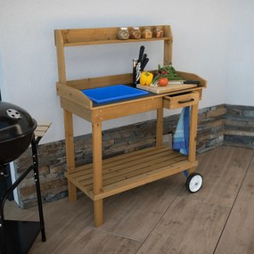 Masă de lucru pentru grădină Barrie (cu lavoar) (maro). 1034233