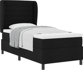 vidaXL Pat cu arcuri cu saltea cu headboard Negru 90 x 200 cm țesătură