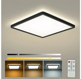 Brilagi - Plafonieră LED dimabilă ULTRA SLIM LED/18W/230V 30x30 cm neagră + telecomandă