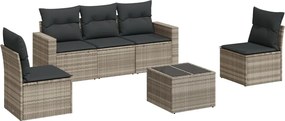 vidaXL Set canapele de grădină cu perne, 6 piese gri deschis poliratan
