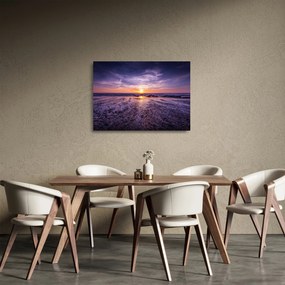 Tablou pe sticlă cu plaja - apus de soare (70x50 cm)