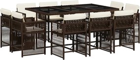 vidaXL Set mobilier de grădină cu perne, 11 piese, maro, poliratan