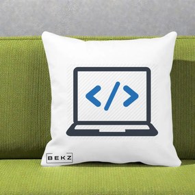 Perna Personalizata Laptop Cod HTML, 40x40 cm, Alba Mata, Husa Detasabila, Perna Inclusa, BEKZ®